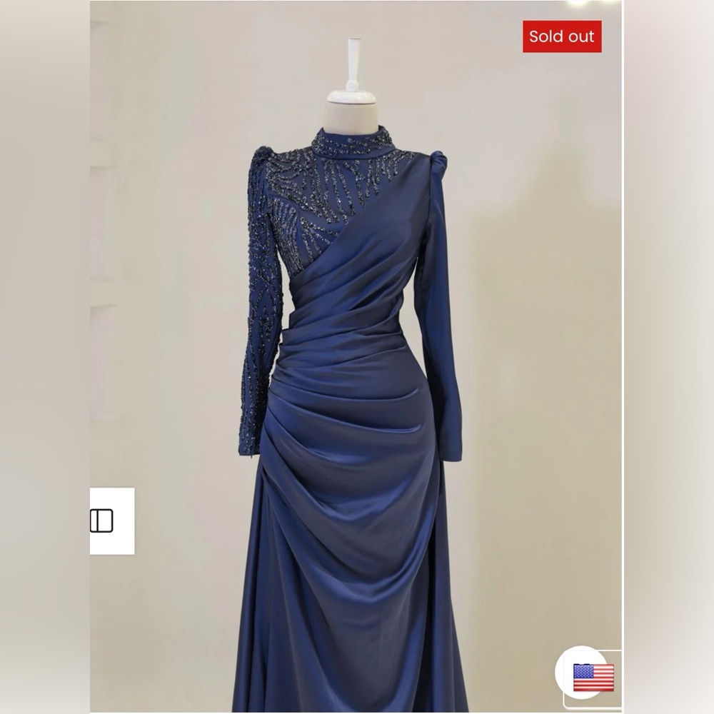 US 8, EU 38, indigo, long sleeve dress